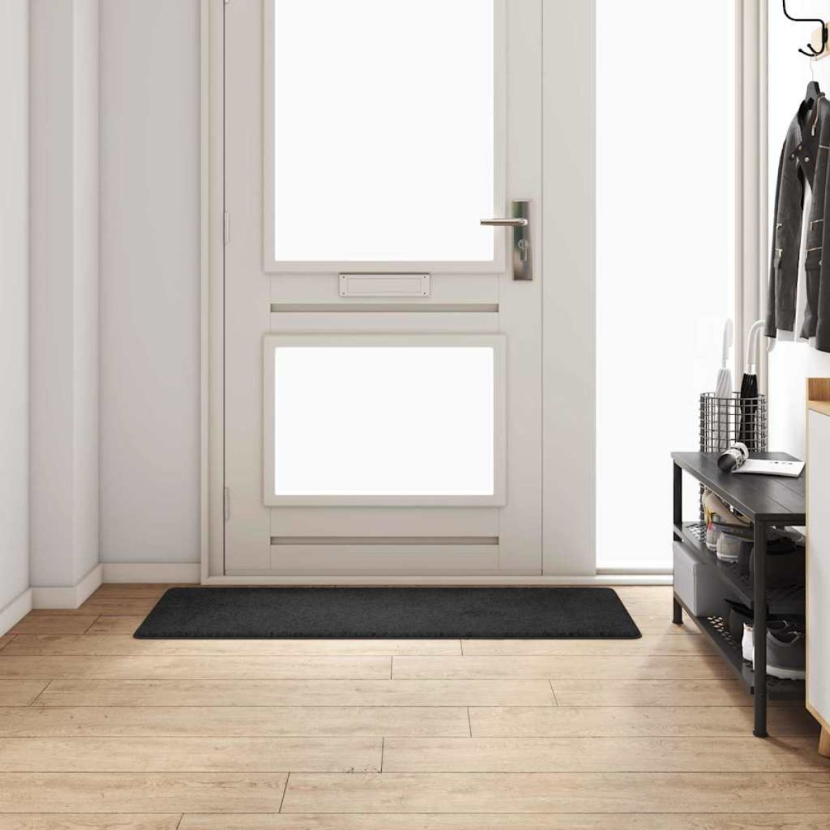 vidaXL Δερμάτινο Χαλί Μαύρο 50 x 150 cm 100% Πολυπροπυλένιο Τούφτα