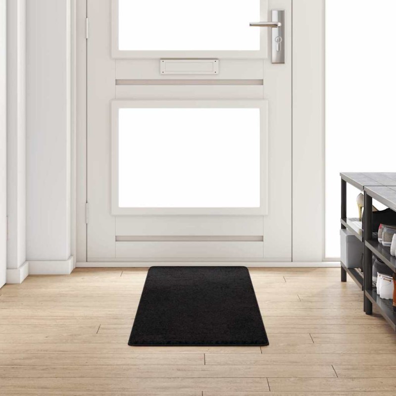 vidaXL Δερμάτινο Χαλί Μαύρο 50 x 200 εκ. 100% Πολυπροπυλένιο Τούφτα