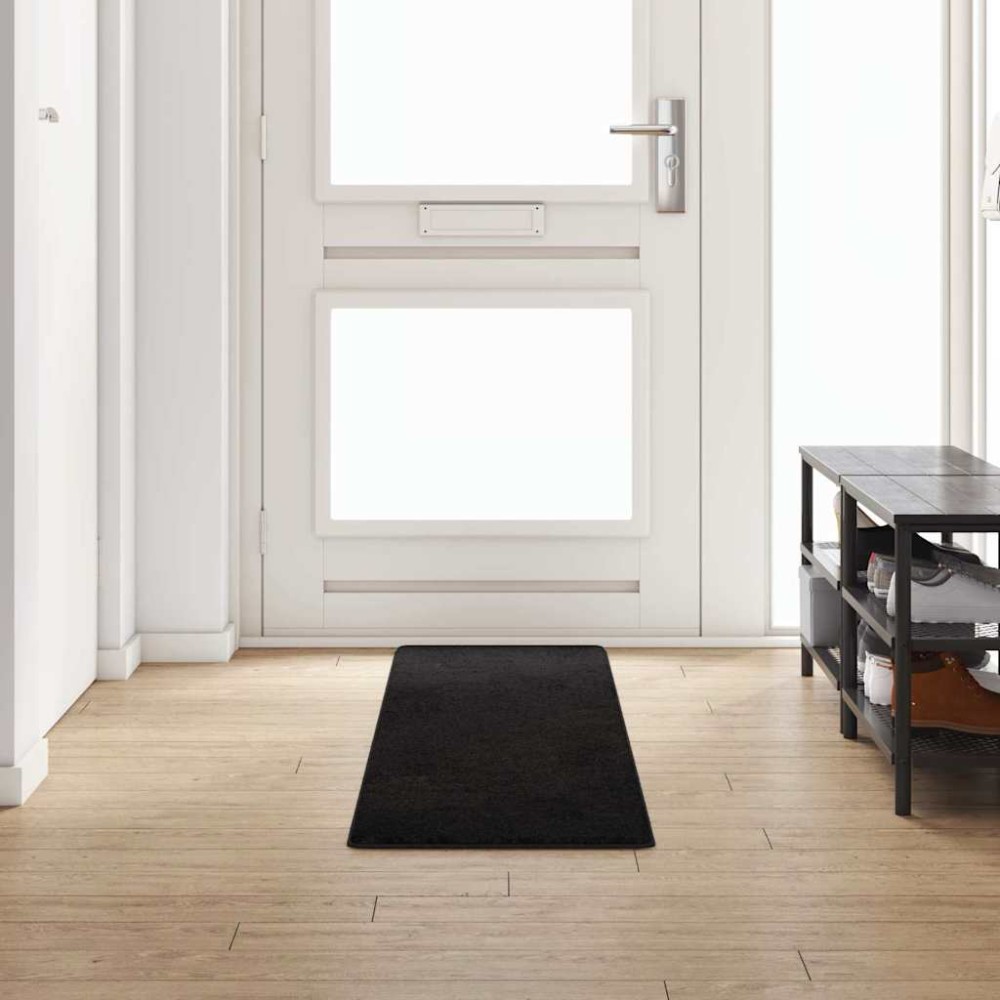 vidaXL Δερμάτινο Χαλί Μαύρο 50 x 250 εκ. 100% Πολυπροπυλένιο Τούφτα