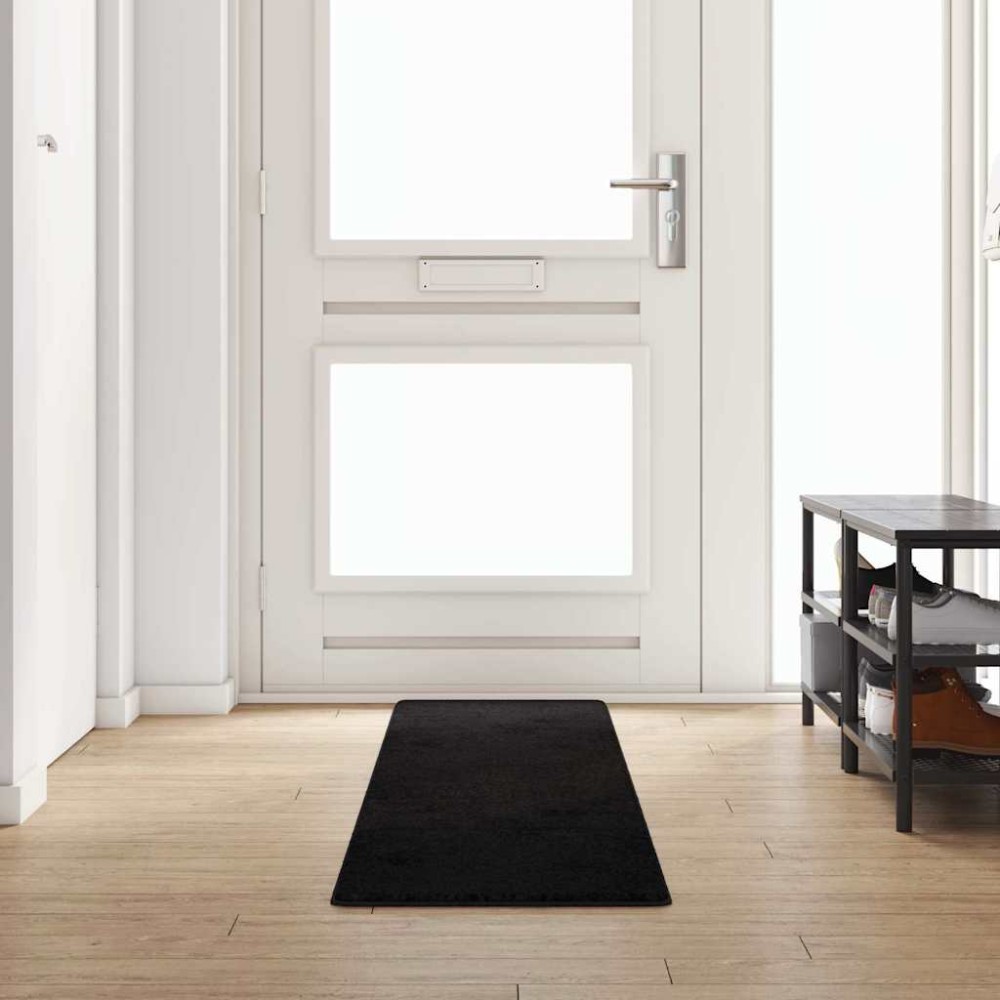 vidaXL Δερμάτινο Χαλί Μαύρο 50 x 300 εκ 100% Πολυπροπυλένιο Τούφτα