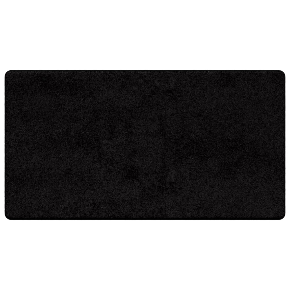 vidaXL Δερμάτινο Χαλί Μαύρο 80 x 150 cm 100% Πολυπροπυλένιο Τούφτα