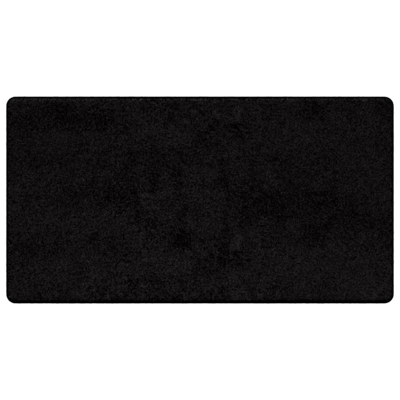 vidaXL Δερμάτινο Χαλί Μαύρο 80 x 150 cm 100% Πολυπροπυλένιο Τούφτα