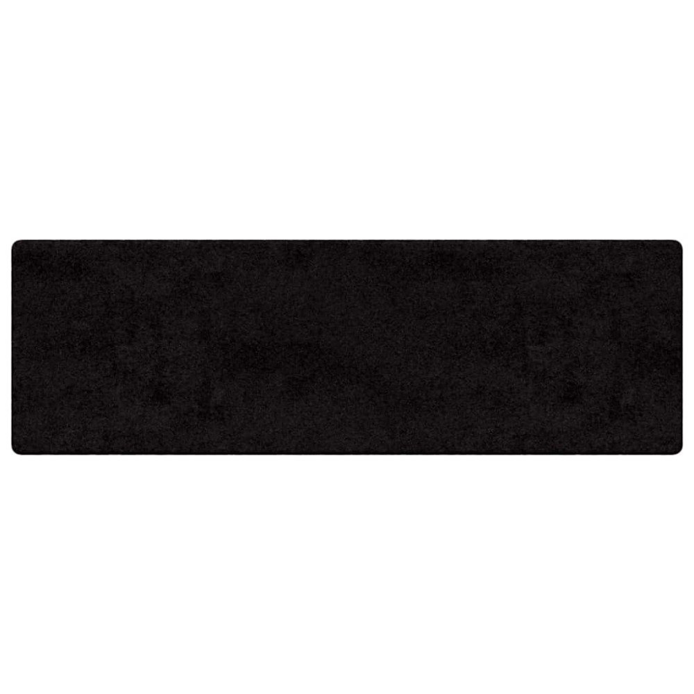 vidaXL Δερμάτινο Χαλί Μαύρο 80 x 300 cm 100% Πολυπροπυλένιο Τούφτα