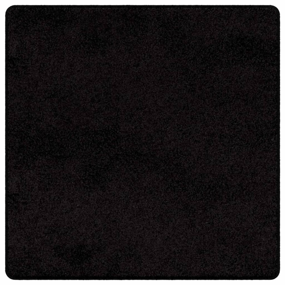vidaXL Δερμάτινο Χαλί Μαύρο 100 x 100 cm 100% Πολυπροπυλένιο Τούφτα