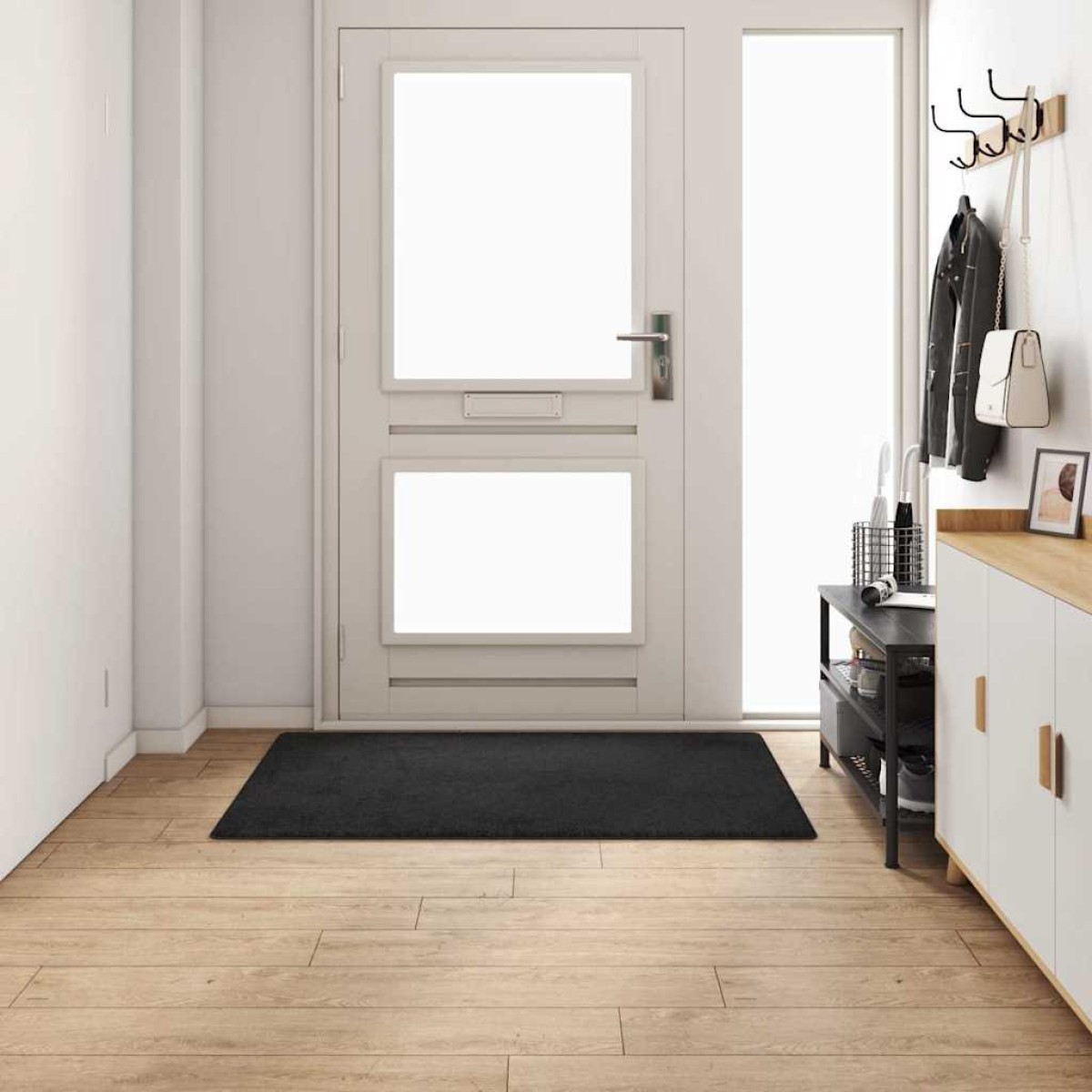 vidaXL Δερμάτινο Χαλί Μαύρο 100 x 150 cm 100% Πολυπροπυλένιο Τούφτα