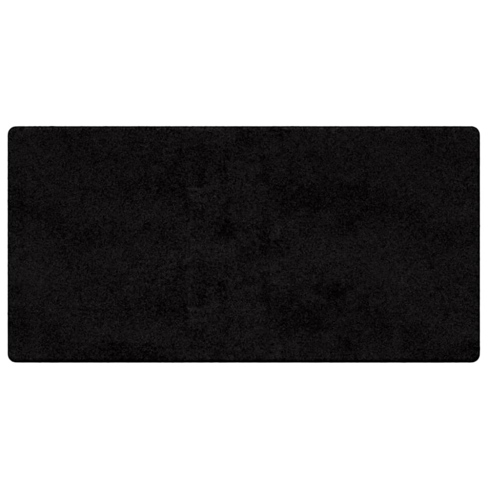 vidaXL Δερμάτινο Χαλί Μαύρο 100 x 200 cm 100% Πολυπροπυλένιο Τούφτα
