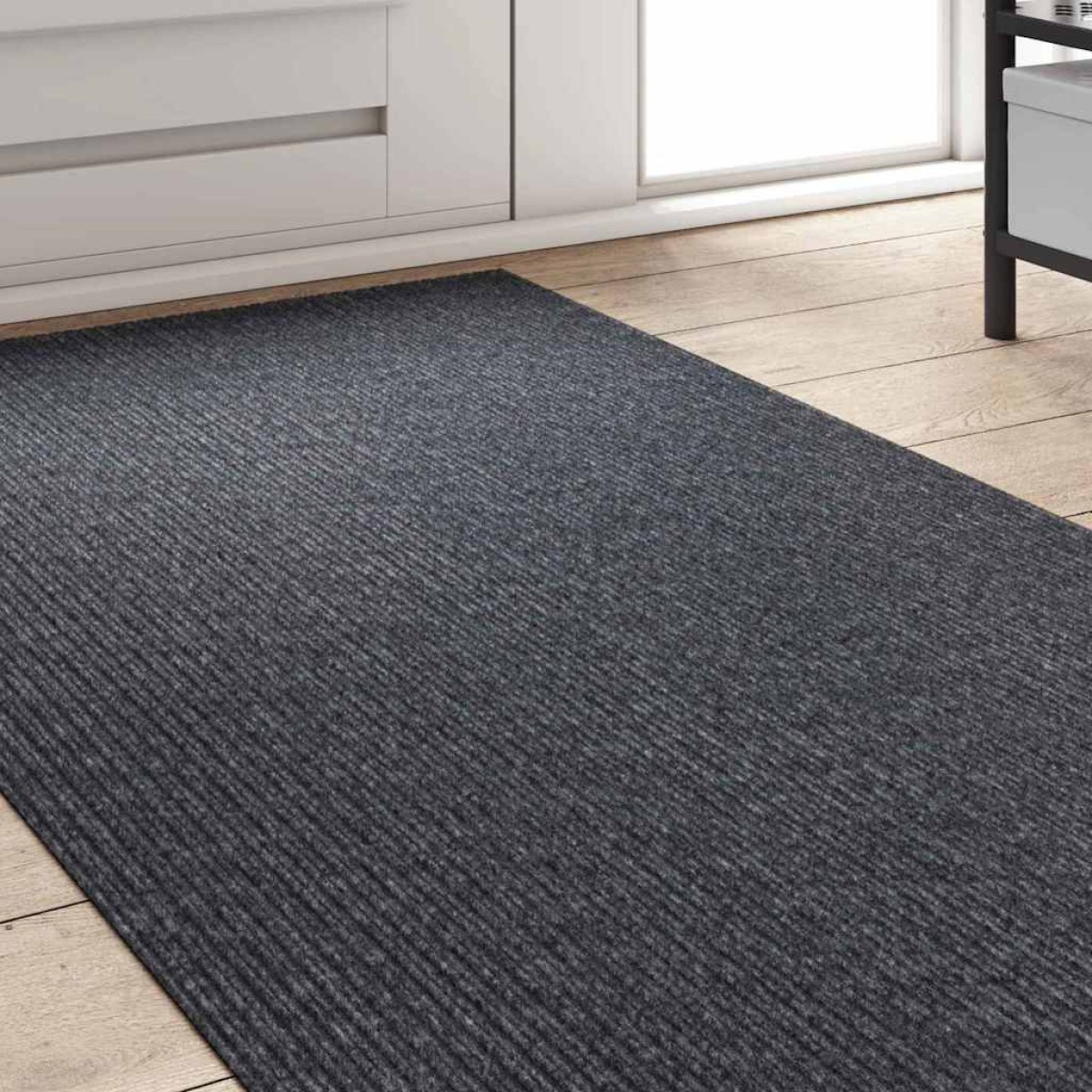 vidaXL Δερμάτινο Χαλί Γκρι 80 x 200 cm ύφασμα