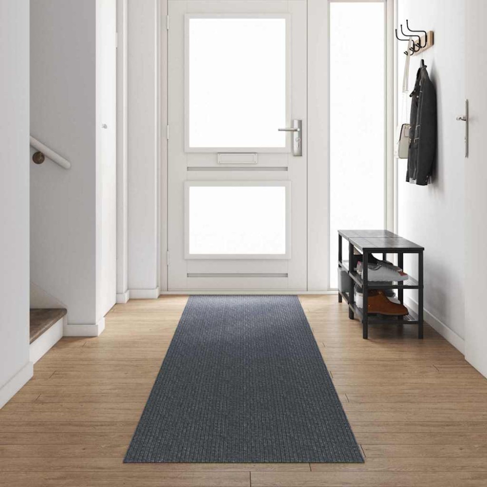 vidaXL Δερμάτινο Χαλί Γκρι 80 x 500 cm ύφασμα
