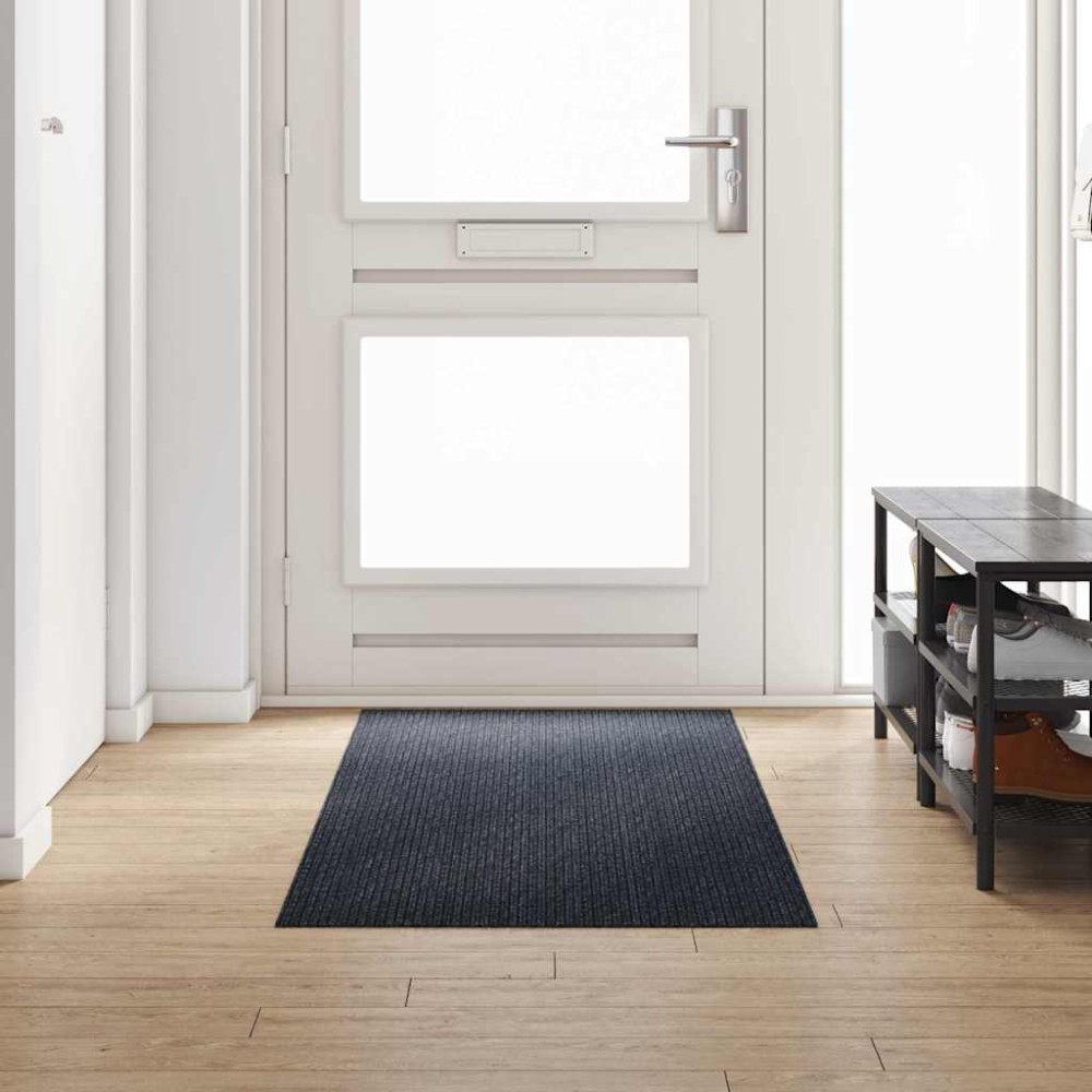 vidaXL Δερμάτινο Χαλί Ανθρακί 80 x 250 cm ύφασμα