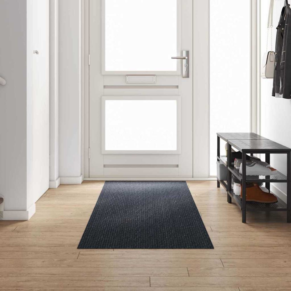 vidaXL Δερμάτινο Χαλί Ανθρακί 80 x 300 cm ύφασμα
