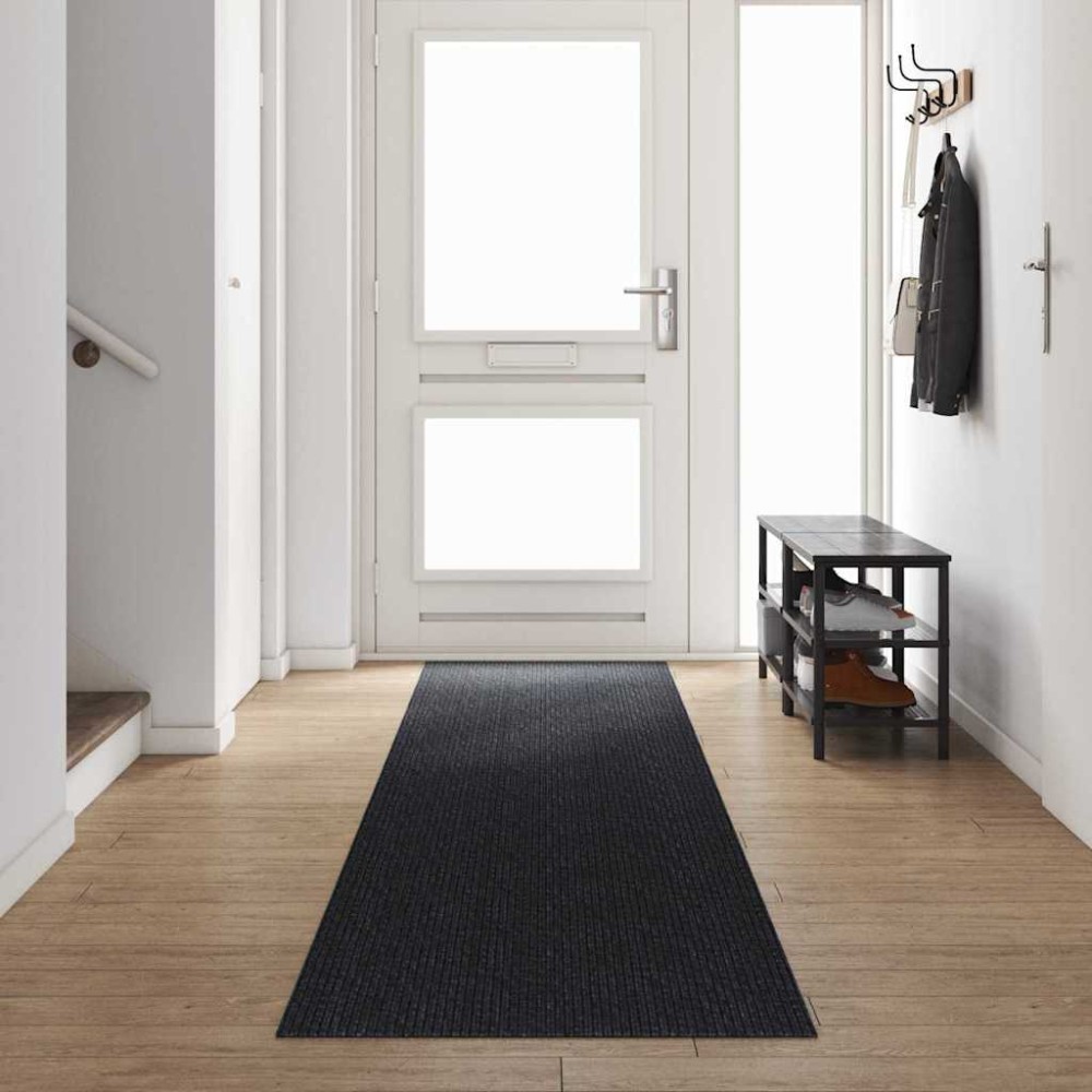 vidaXL Δερμάτινο Χαλί Ανθρακί 80 x 500 cm ύφασμα