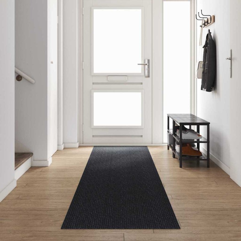vidaXL Δερμάτινο Χαλί Ανθρακί 80 x 500 cm ύφασμα