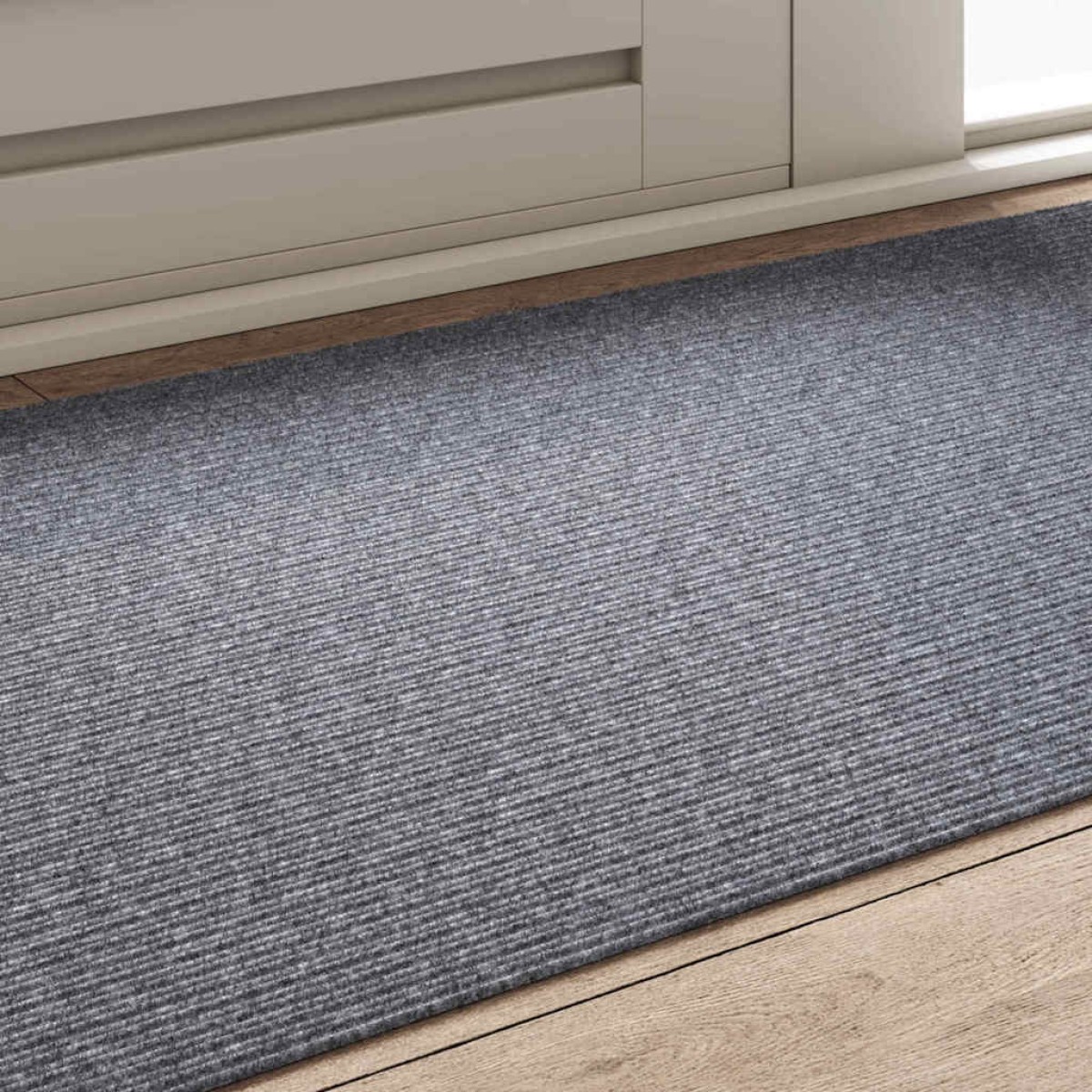 vidaXL Δερμάτινο Χαλί Ανοιχτό γκρι 80 x 150 cm ύφασμα