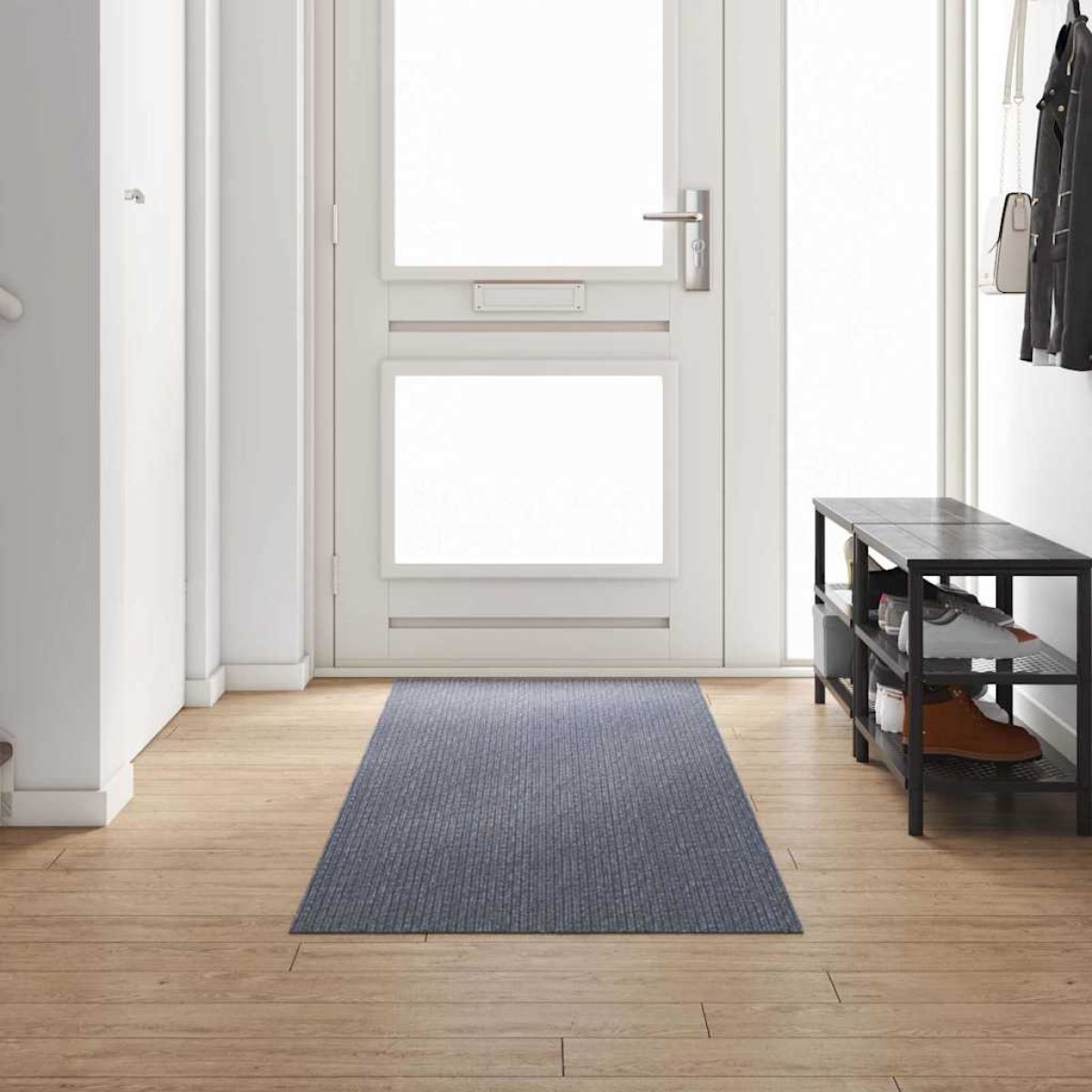 vidaXL Δερμάτινο Χαλί Ανοιχτό γκρι 80 x 300 cm ύφασμα