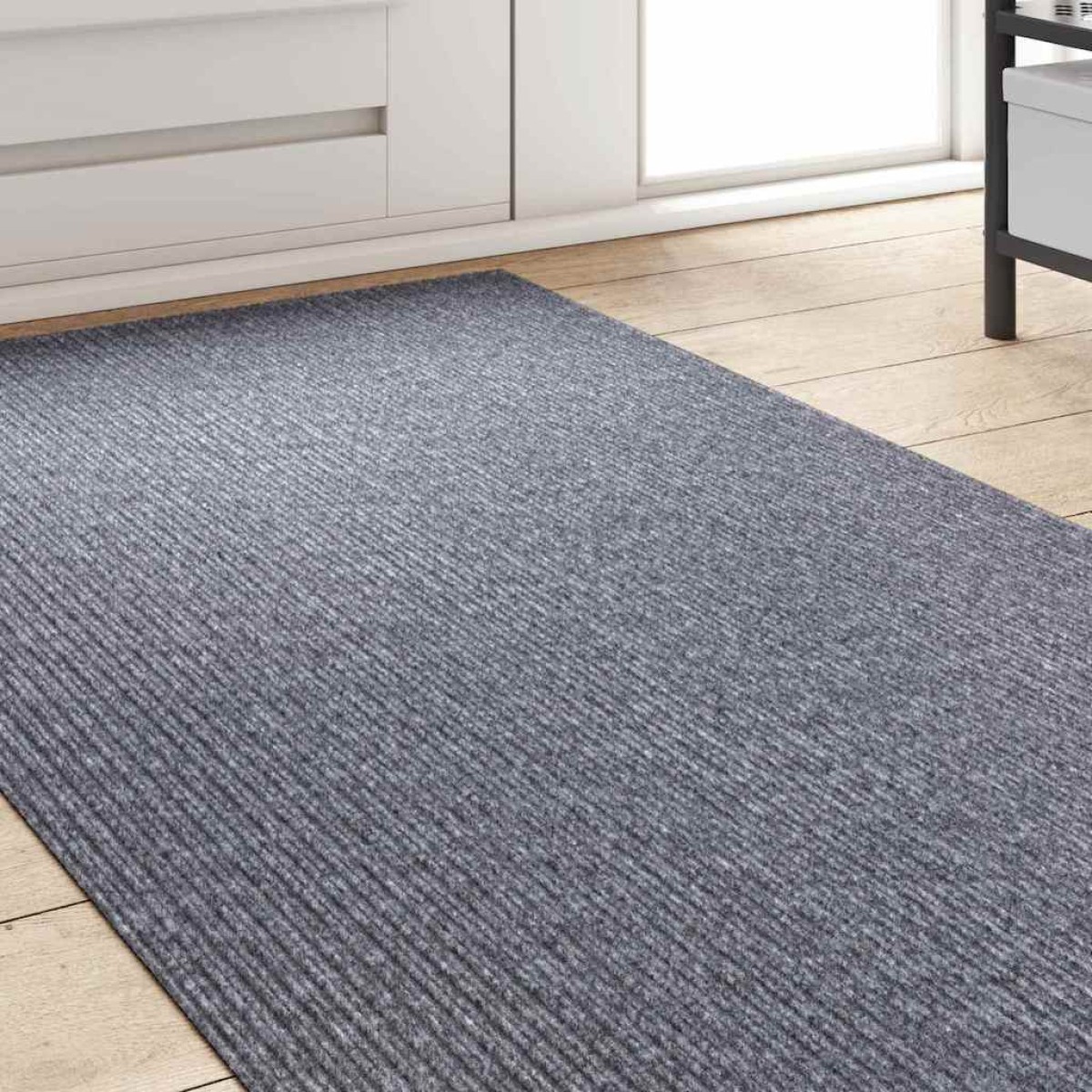 vidaXL Δερμάτινο Χαλί Ανοιχτό γκρι 80 x 300 cm ύφασμα