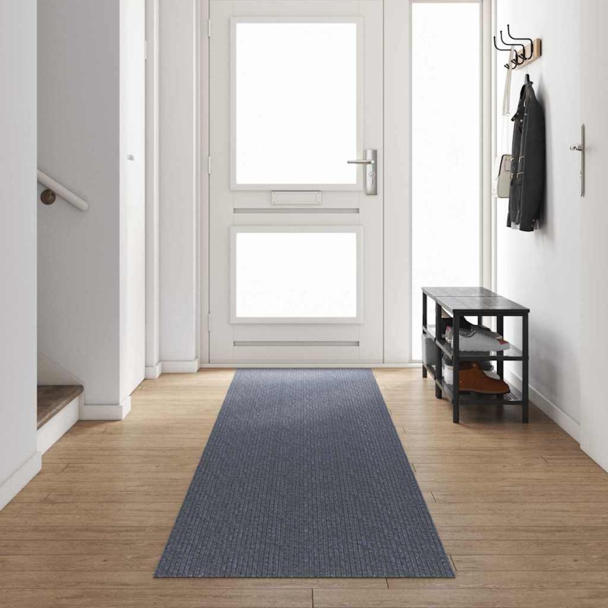 vidaXL Δερμάτινο Χαλί Ανοιχτό γκρι 80 x 500 cm ύφασμα