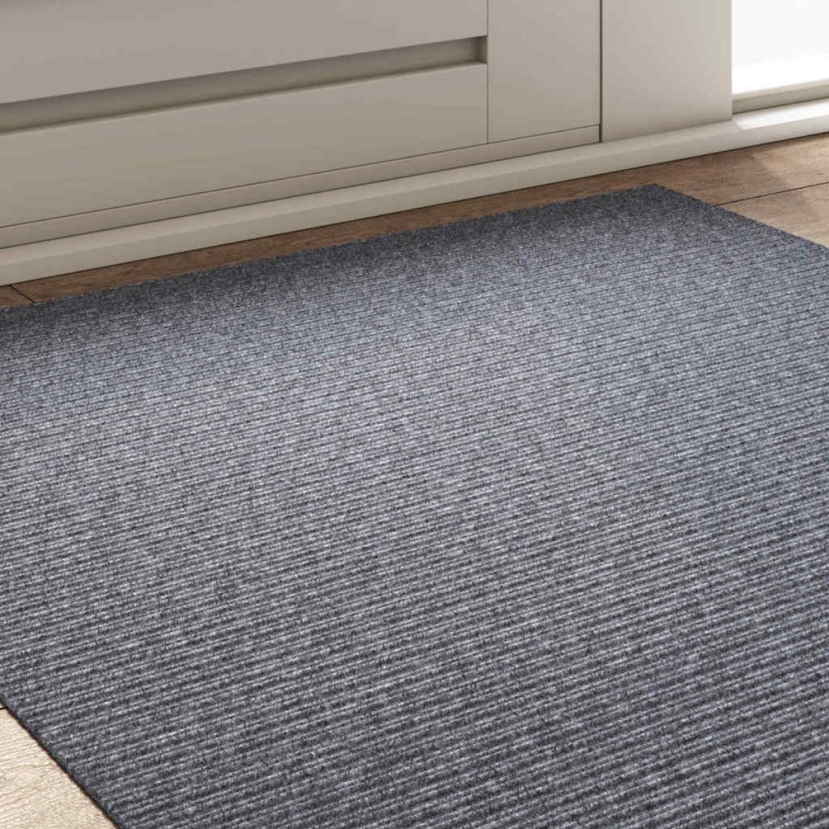 vidaXL Δερμάτινο Χαλί Ανοιχτό γκρι 100 x 100 cm ύφασμα
