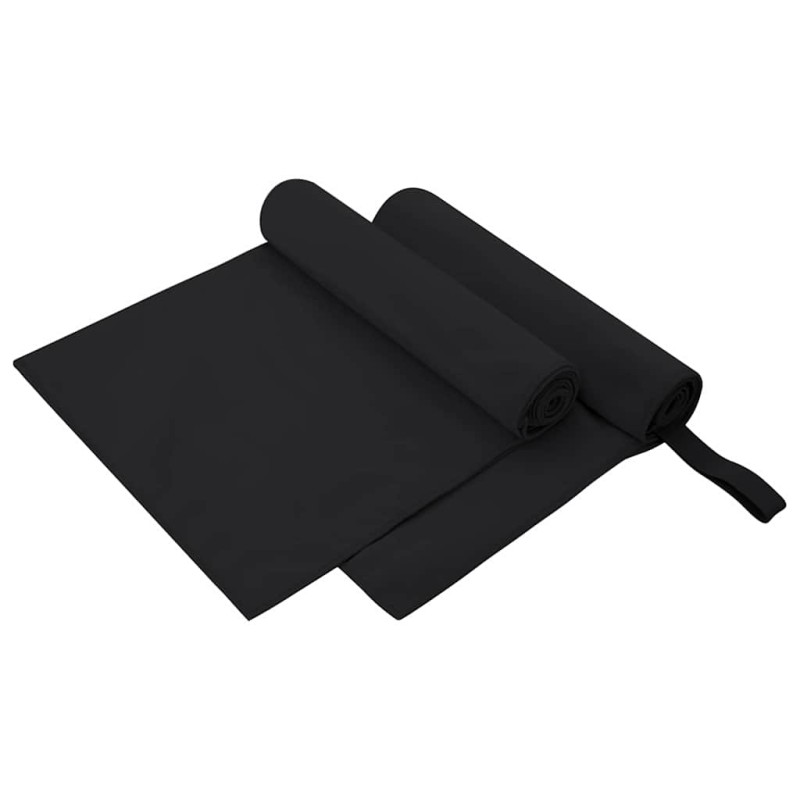 vidaXL Αθλητικές Πετσέτες 2 τμχ. Μαύρο 100 x 50 cm