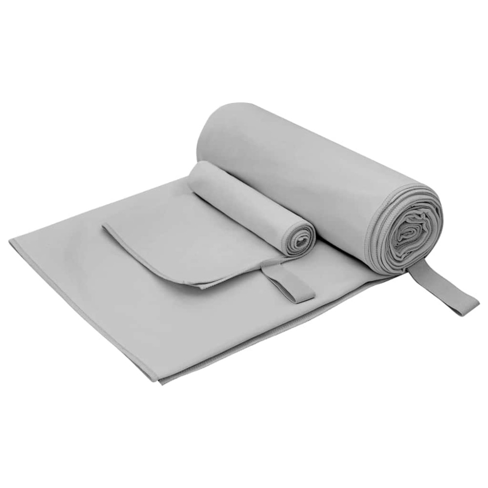vidaXL Σύνολο πετσέτας αθλητισμού 2 τμχ. Γκρι 50 x 30 cm, 200 x 100 cm