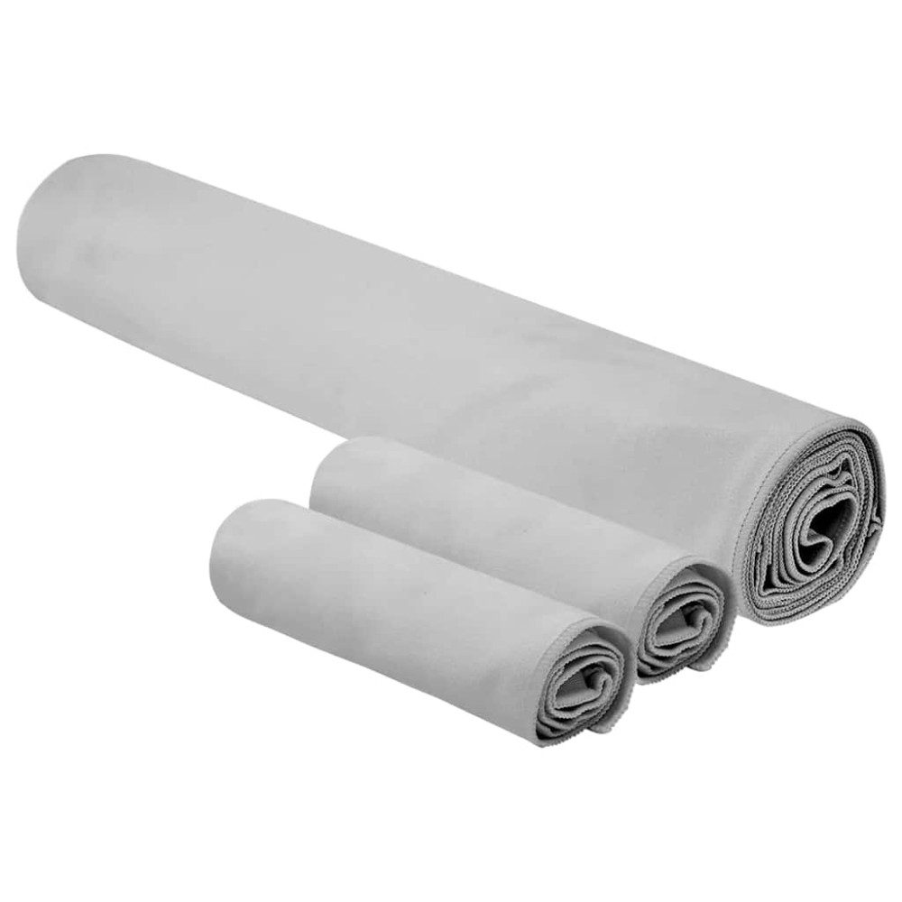 vidaXL Σύνολο πετσέτας αθλητισμού 3 τεμ. Γκρι 210 x 100 cm