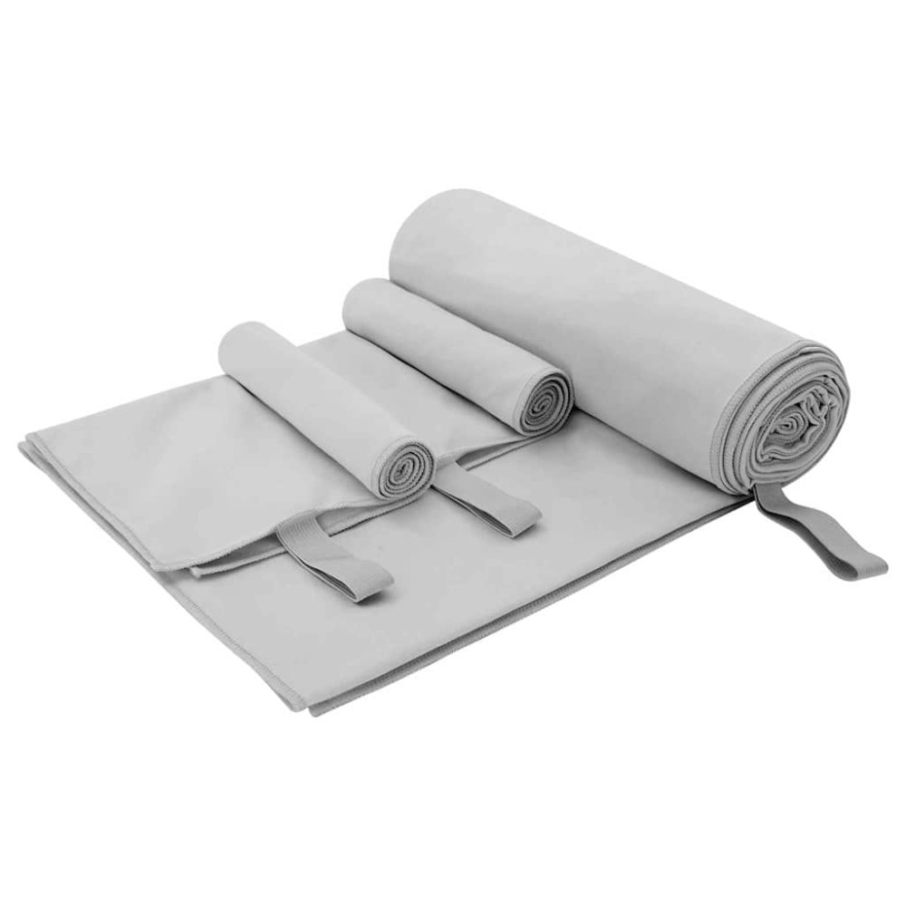 vidaXL Σύνολο πετσέτας αθλητισμού 3 τεμ. Γκρι 210 x 100 cm