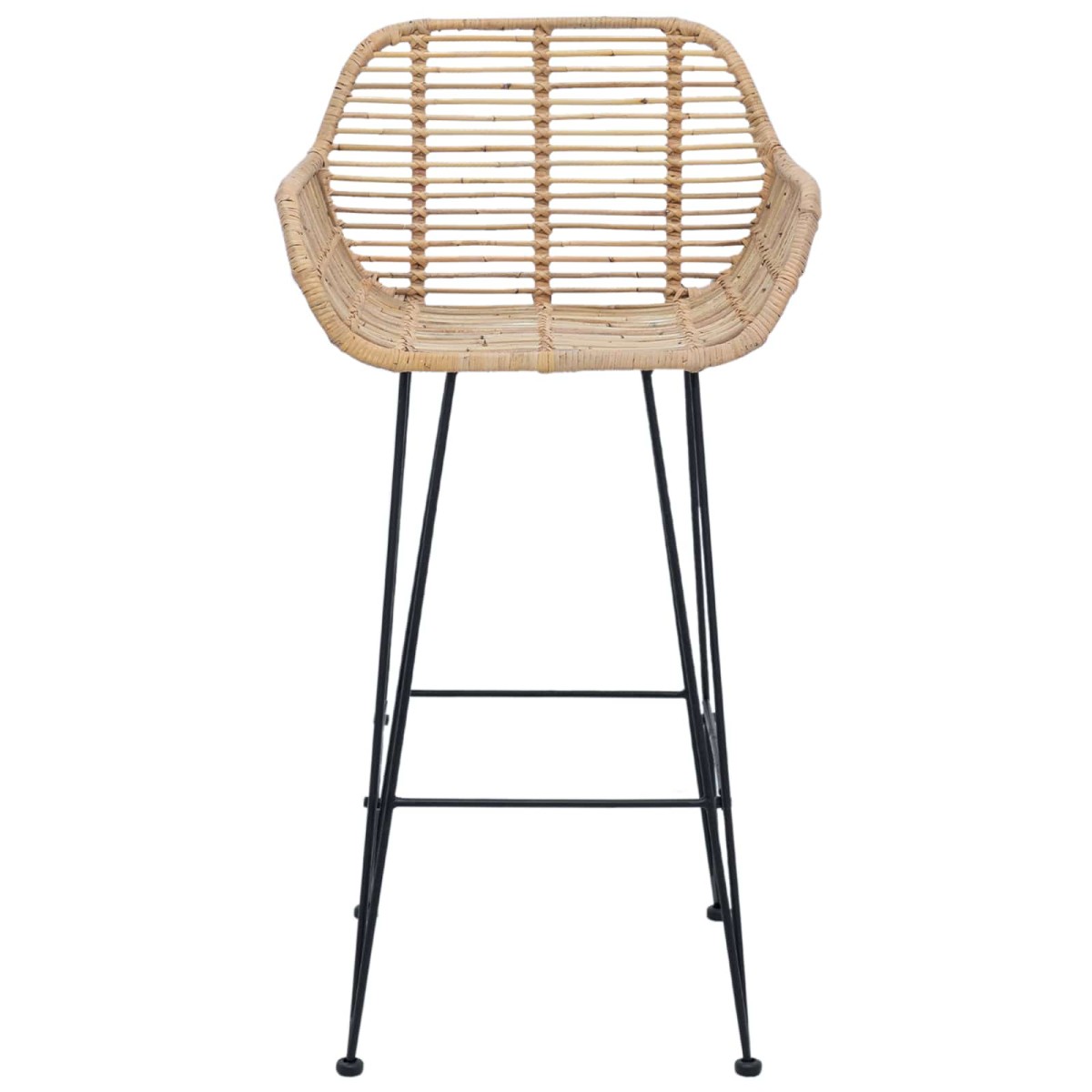 vidaXL Καρέκλα Μπαρ 2 τμχ. Φυσικό 55 x 52 x 92 εκ Καλάμι και Σίδερο