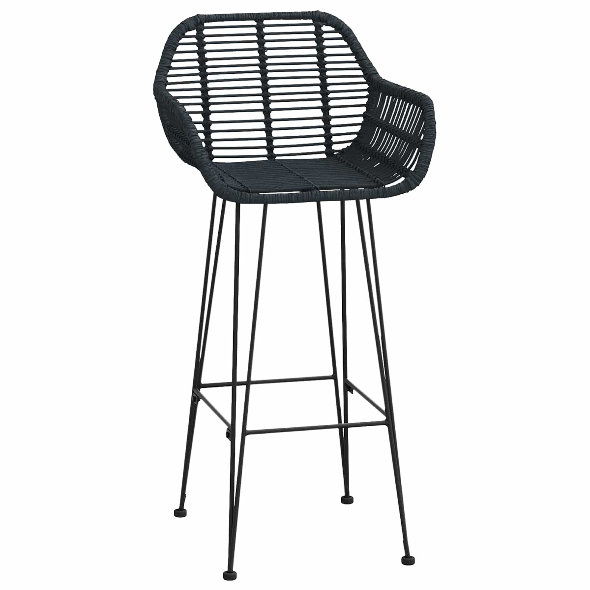 vidaXL Καρέκλα Μπαρ 2 τμχ. Μαύρο 55 x 52 x 105 εκ Καλάμι και Σίδερο
