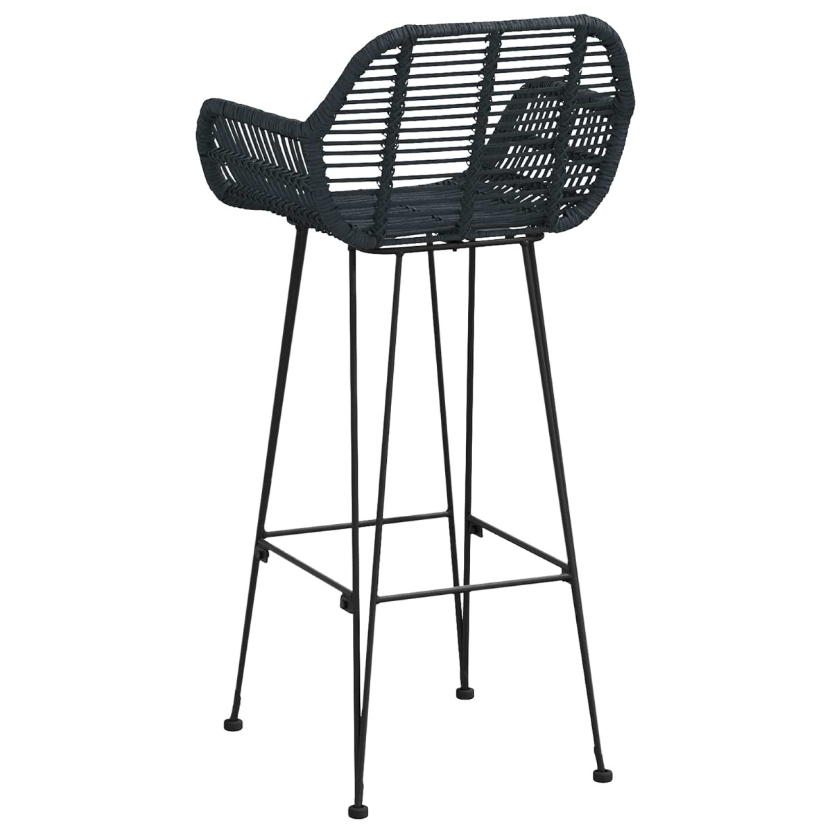 vidaXL Καρέκλα Μπαρ 2 τμχ. Μαύρο 55 x 52 x 105 εκ Καλάμι και Σίδερο