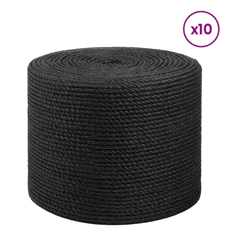 vidaXL Σχοινί γιούτας 10 τμχ. 2 mm Μαύρο 100% Τζούτα Tossa