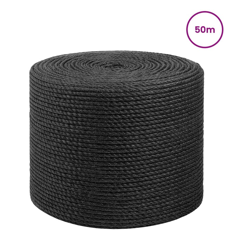 vidaXL Σχοινί Από Τζute 6 mm Μαύρο 100% Τζούτα Tossa
