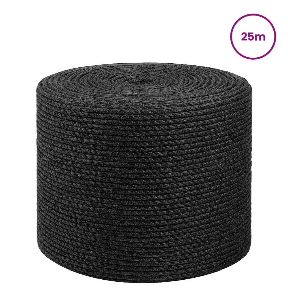 vidaXL Σχοινί Από Τζute 8 mm Μαύρο 100% Τζούτα Tossa