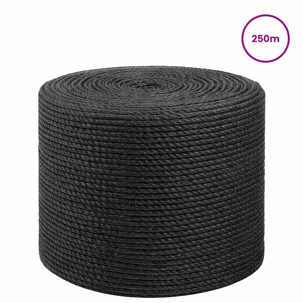 vidaXL Σχοινί Από Τζute 8 mm Μαύρο 100% Τζούτα Tossa