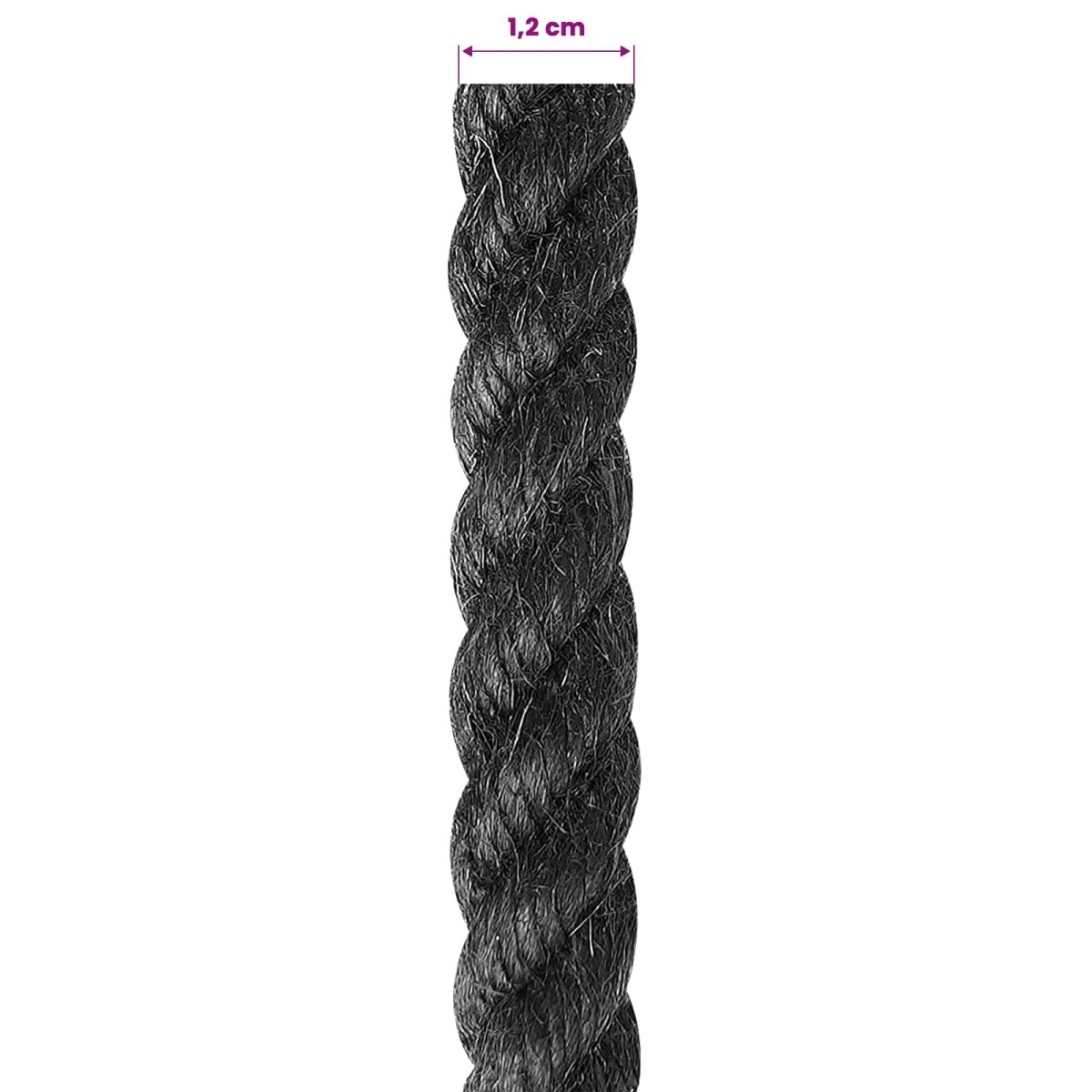 vidaXL Σχοινί Από Τζute 12 mm Μαύρο 100% Τζούτα Tossa