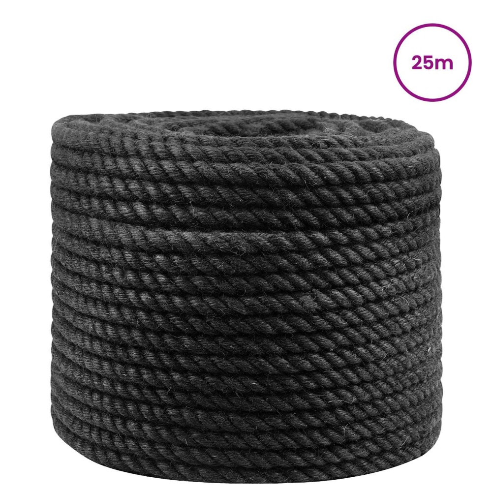 vidaXL Σχοινί Από Τζute 14 mm Μαύρο 100% Τζούτα Tossa