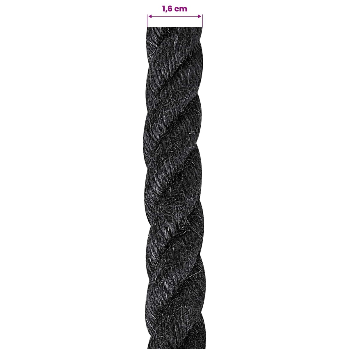 vidaXL Σχοινί Από Τζute 16 mm Μαύρο 100% Τζούτα Tossa