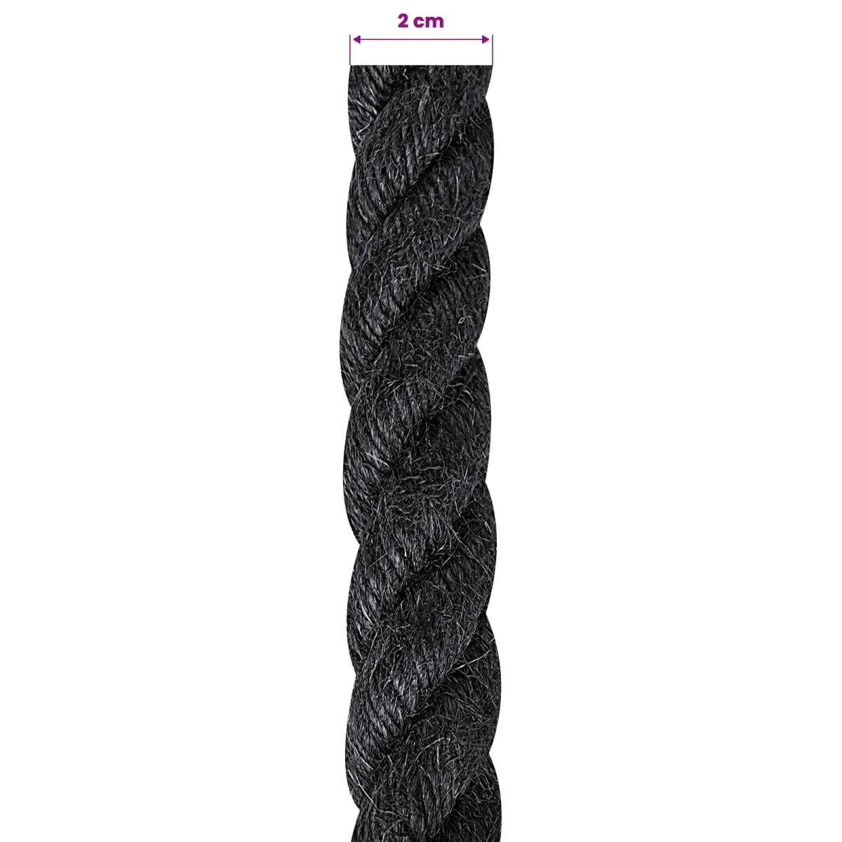 vidaXL Σχοινί Από Τζute 20 mm Μαύρο 100% Τζούτα Tossa