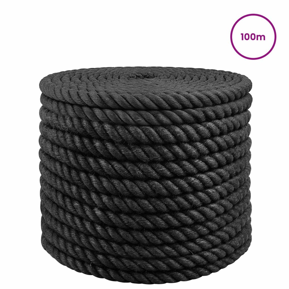 vidaXL Σχοινί Από Τζute 20 mm Μαύρο 100% Τζούτα Tossa