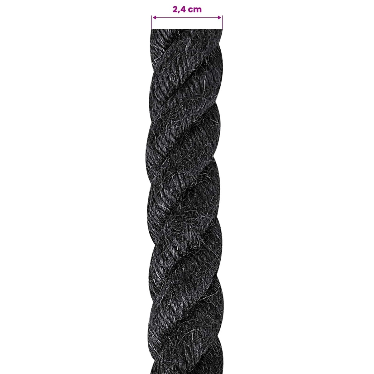 vidaXL Σχοινί Από Τζute 24 mm Μαύρο 100% Τζούτα Tossa