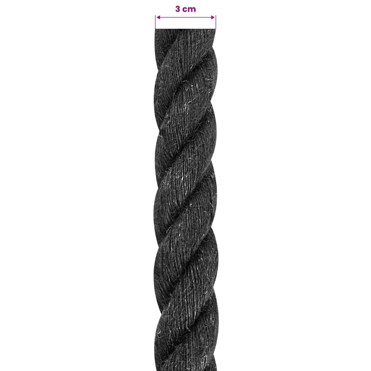 vidaXL Σχοινί Από Τζute 30 mm Μαύρο 100% Τζούτα Tossa