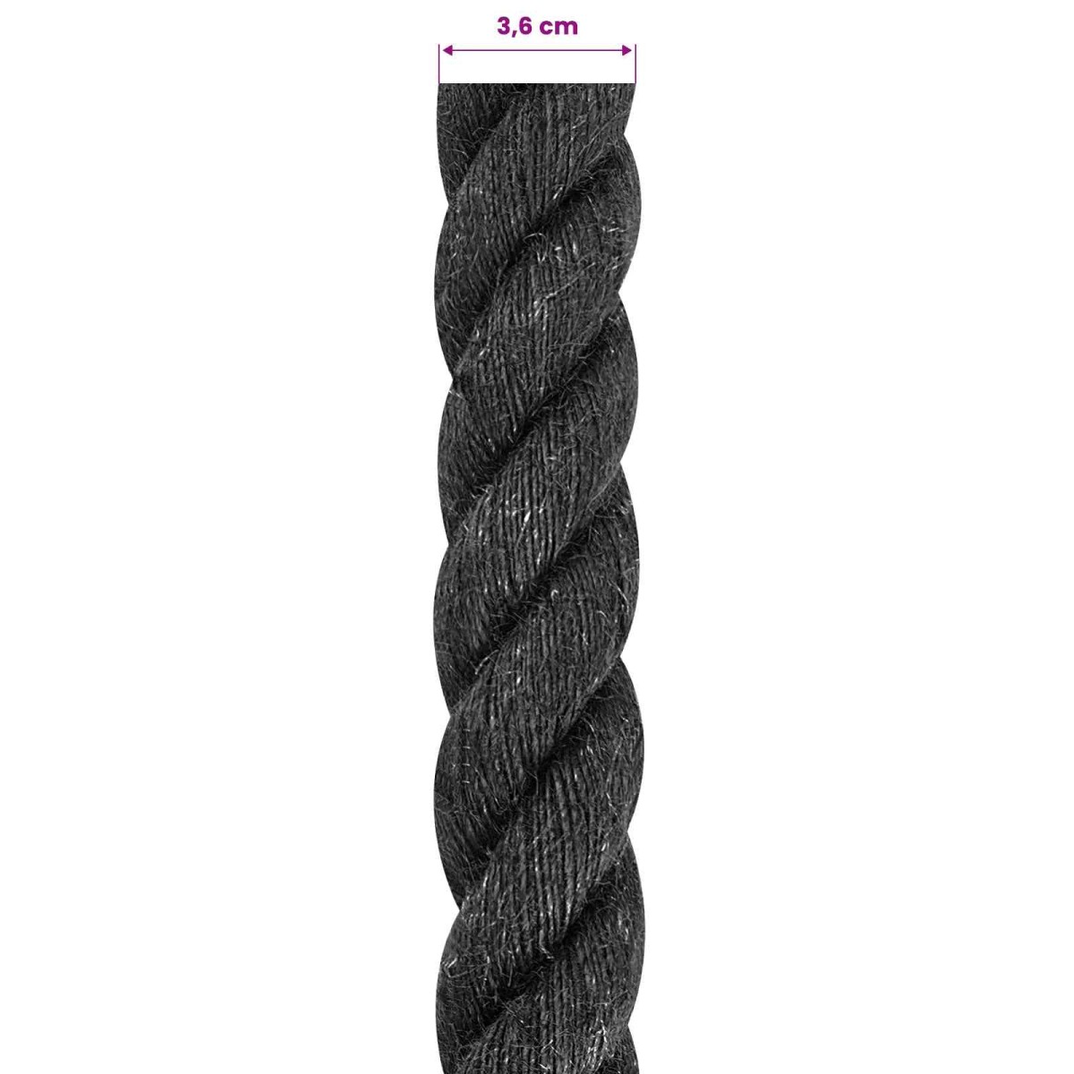 vidaXL Σχοινί Από Τζute 36 mm Μαύρο 100% Τζούτα Tossa