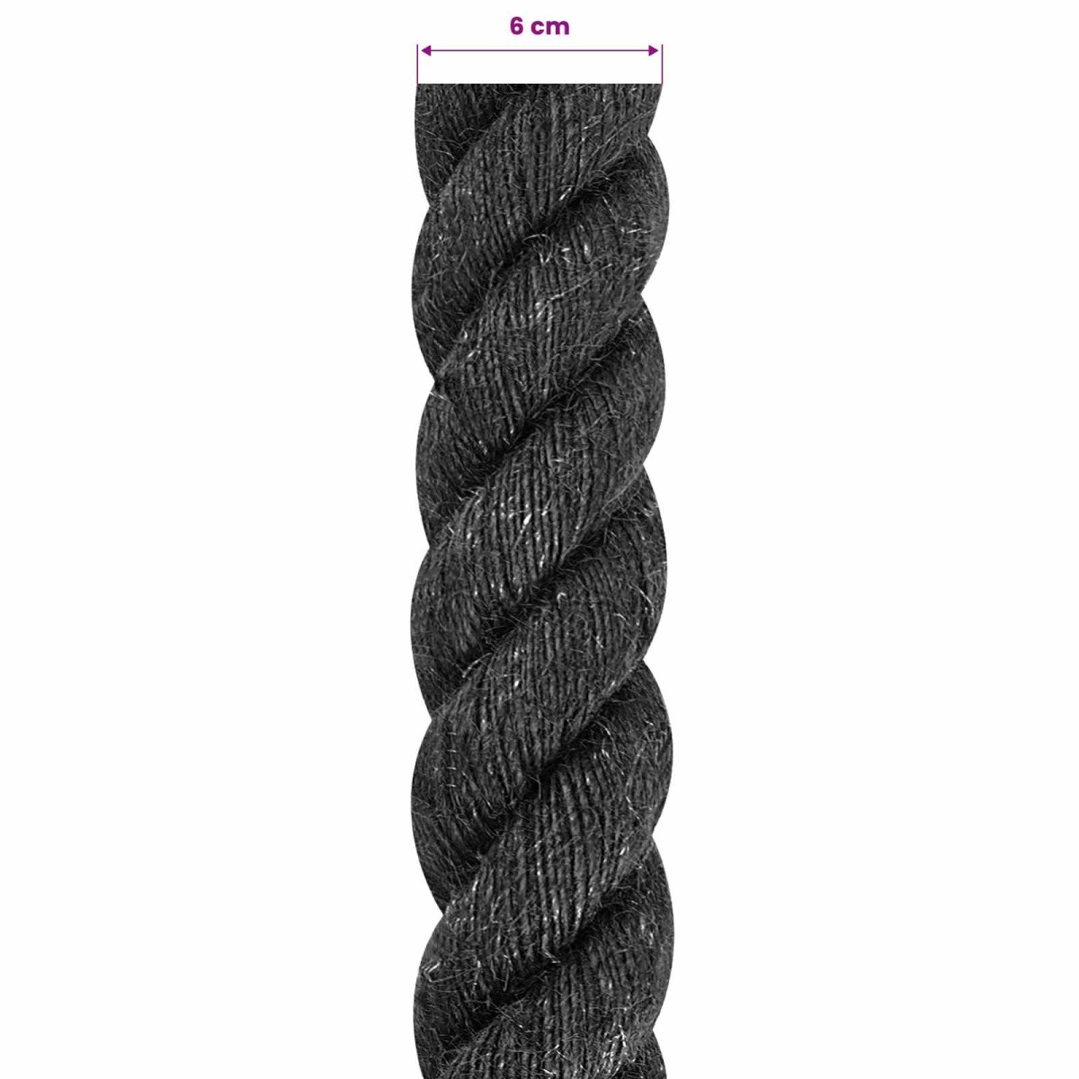 vidaXL Σχοινί Από Τζute 60 mm Μαύρο 100% Τζούτα Tossa