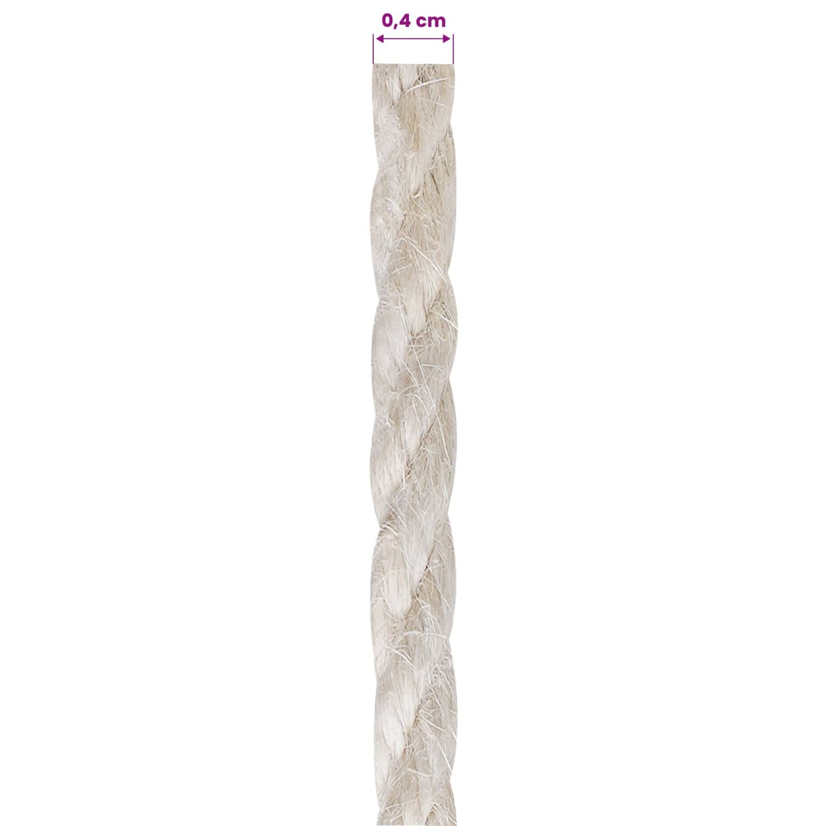 vidaXL Σχοινί γιούτας 4 mm Λευκό 100% Τζούτα Tossa