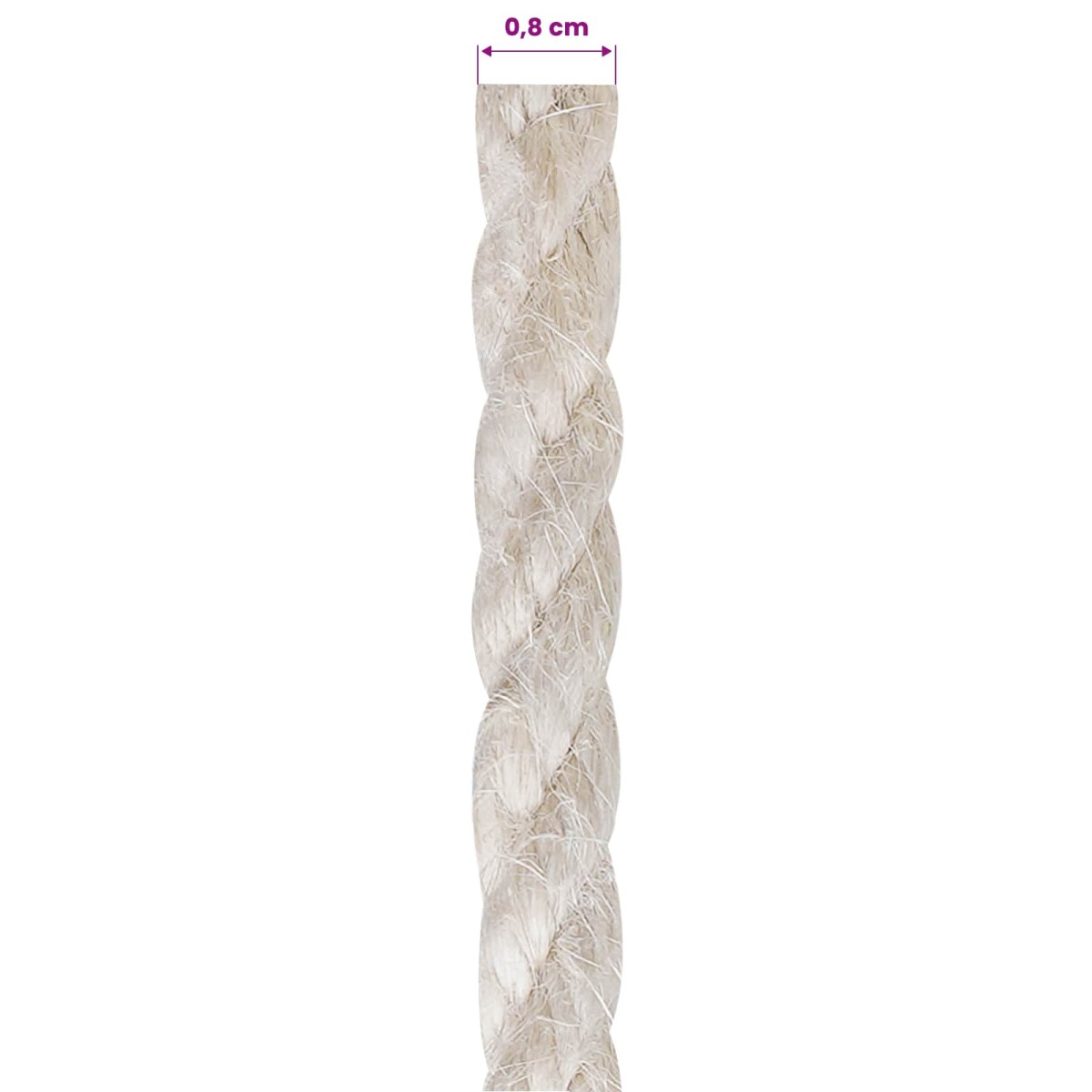vidaXL Σχοινί Από Τζute 8 mm Λευκό 100% Τζούτα Tossa