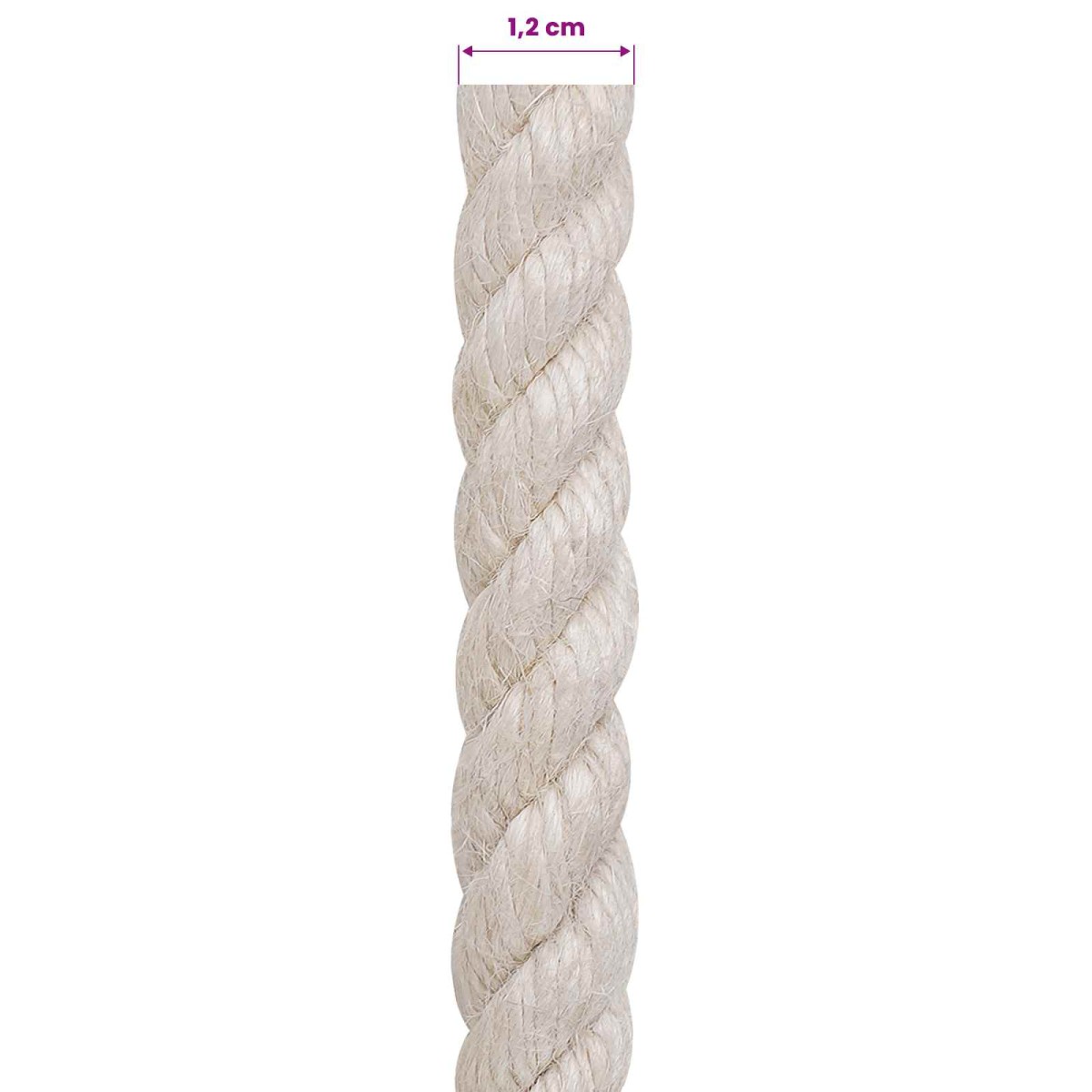 vidaXL Σχοινί Από Τζute 12 mm Λευκό 100% Τζούτα Tossa