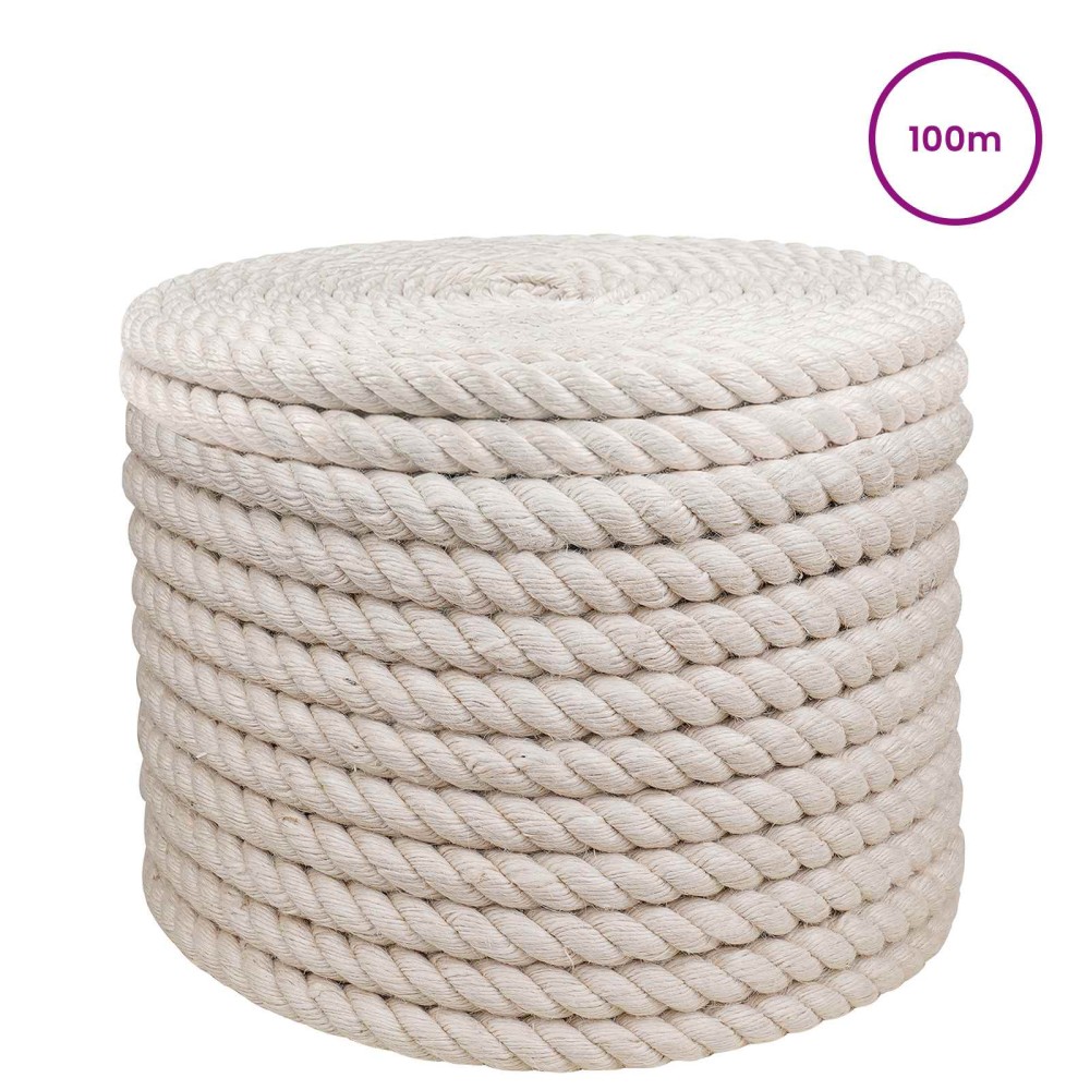 vidaXL Σχοινί Από Τζute 20 mm Λευκό 100% Τζούτα Tossa