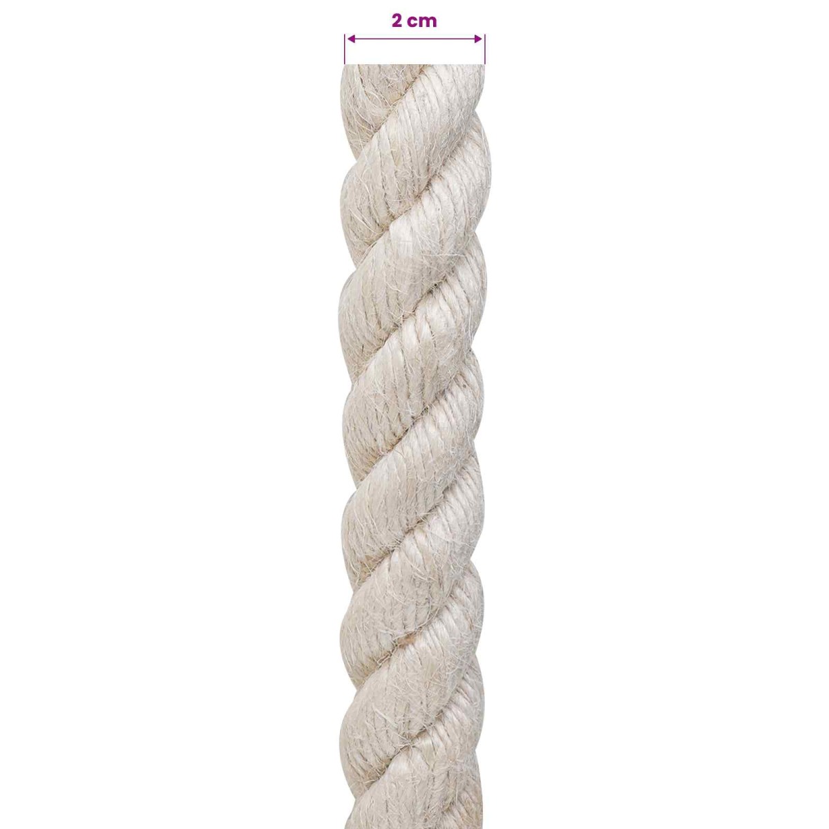vidaXL Σχοινί Από Τζute 20 mm Λευκό 100% Τζούτα Tossa