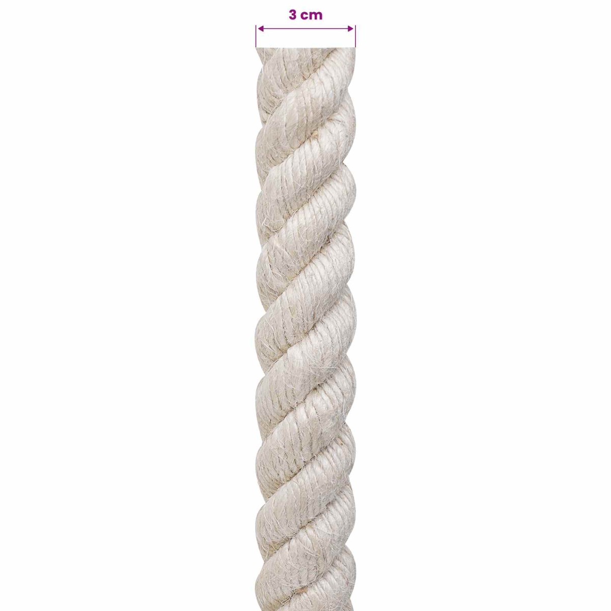 vidaXL Σχοινί Από Τζute 30 mm Λευκό 100% Τζούτα Tossa