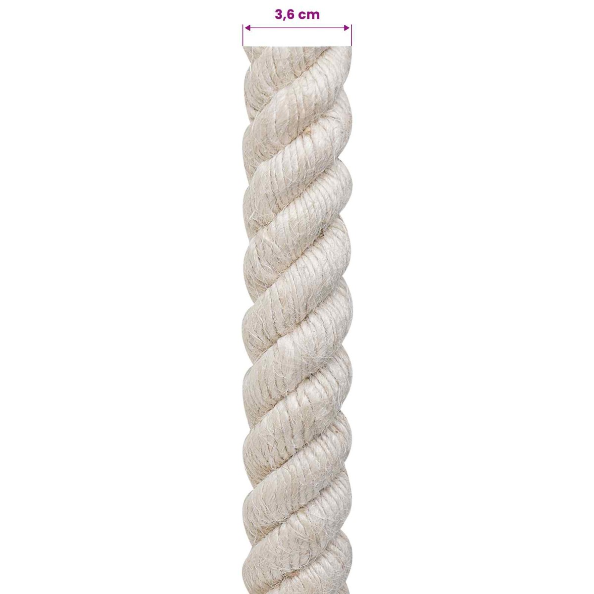 vidaXL Σχοινί Από Τζute 36 mm Λευκό 100% Τζούτα Tossa