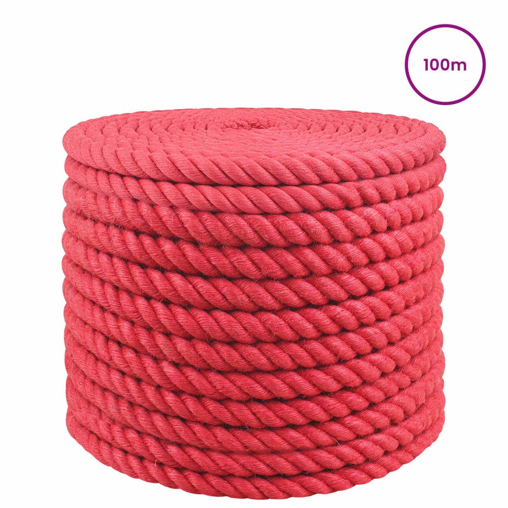 vidaXL Σχοινί Από Τζute 20 mm Κόκκινο 100% Τζούτα Tossa