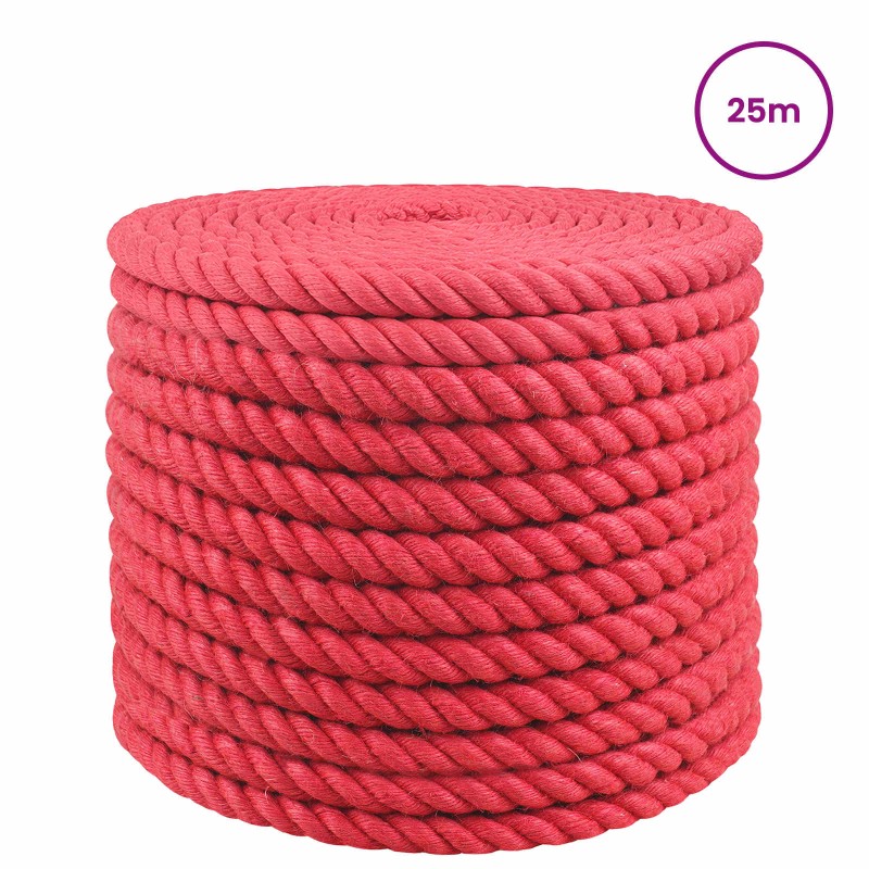 vidaXL Σχοινί Από Τζute 24 mm Κόκκινο 100% Τζούτα Tossa